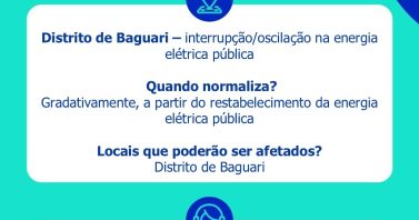 Oscilação/interrupção na energia elétrica pública afeta abastecimento de água em Baguari