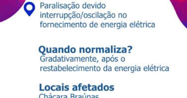 Queda de energia elétrica pública afeta abastecimento nas Chácaras Braúnas